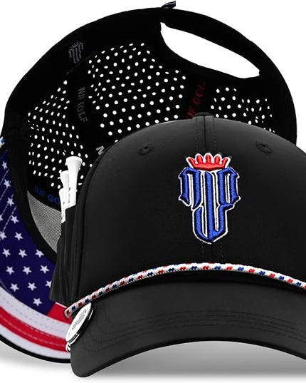 NJF Golf™ Hat Men - Breathable Mens Golf Hats, Adjustable Rope Snapback Cap, Convenient Cap with Tee Holder