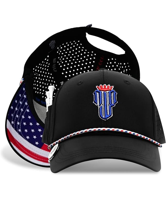 NJF Golf™ Hat Men - Breathable Mens Golf Hats, Adjustable Rope Snapback Cap, Convenient Cap with Tee Holder
