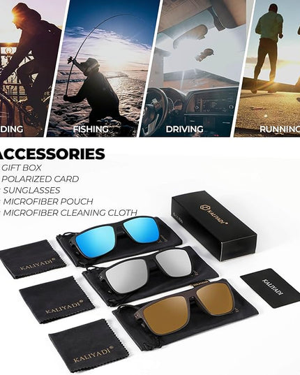 KALIYADI Polarized Sunglasses for Men, Lightweight Sun Glasses with UV Protection for Driving Fishing Golf