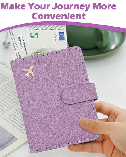 Melsbrinna Rfid Passport Holder for Travel women/Men, Cute Passport Wallet Rfid Blocking Card Slots, Rfid Passport Cover/CaseTravel Wallet, Passport Book Holder (1, Purple1)