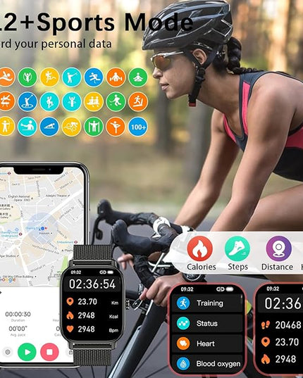 Smart Watch for Women Men Fitness: Waterproof Make Answer Call Digital Mens Watches Running Pedometer Smartwatch for Android Phone iPhone Samsung Compatible Heart Rate Monitor SpO2 Step Tracker