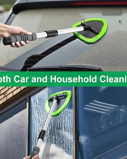 XINDELL 24-inch Windshield Cleaner Tool – Upgrade Large Head Car Interior&Exterior Window Cleaning Kit with Extendable Handle & 4 Microfiber Pads, Auto Wiper Brush for Car, Trucks, SUVs, RVs & Home