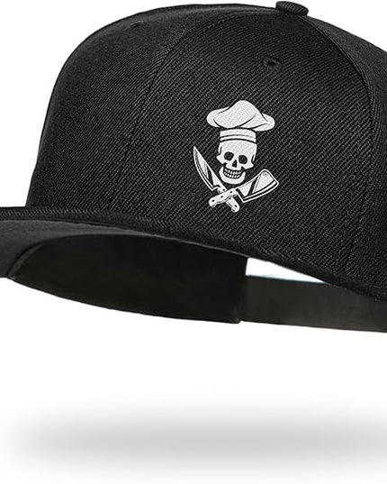 Negi Skull Chef Item Unisex Snapback Hat for Men, Hip Hop Baseball Cap Snapback Extender Adjustable, Classic Skull Snapback Hats for Men Women, Black Trucker Hat for Golf Outdoor Grill Fisherman