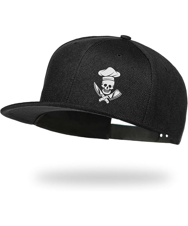 Negi Skull Chef Item Unisex Snapback Hat for Men, Hip Hop Baseball Cap Snapback Extender Adjustable, Classic Skull Snapback Hats for Men Women, Black Trucker Hat for Golf Outdoor Grill Fisherman