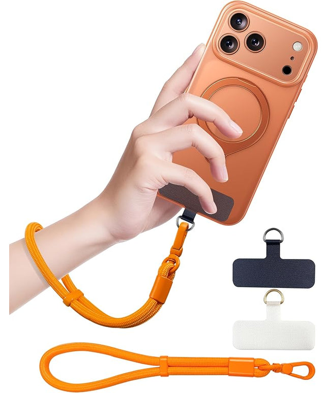 Phone Lanyard, Phone Wrist Strap for Cellphone Case, Adjustable Cell Phone Strap with 2 Tether Tabs for All Smartphones, Orange