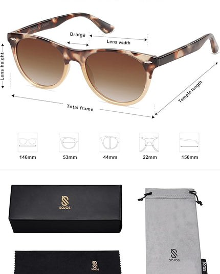 SOJOS Classic Polarized Sunglasses for Women Men Small UV400 Lenses SJ2076