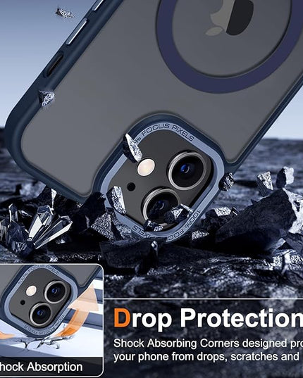Hython Case for iPhone 12 Case Magnetic Translucent Matte Phone Cases 6.1" [Compatible with MagSafe] Thin Slim Fit Shockproof Bumper Hard Protective Cover for Women Men Girls, Deep Blue