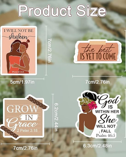 Prayer Board Stickers Supplies - 50 Pcs Black Women Prayer Vision Board Stickers for Women Girls, Motivational Water Bottle Sticker, Waterproof Vinyl Scrapbook Decals for Laptop Journaling