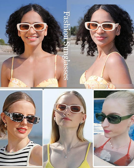 Dollger Rectangle Sunglasses for Women Men Trendy Retro Fashion Sunglasses UV 400 Protection Square Fram
