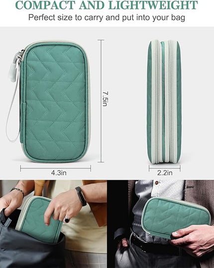 FYY Electronic Organizer, Travel Cable Organizer Bag Pouch Electronic Accessories Carry Case Portable Waterproof Double Layers All-in-One Storage Bag for Cable, Cord, Charger, Phone,-Pattern Green