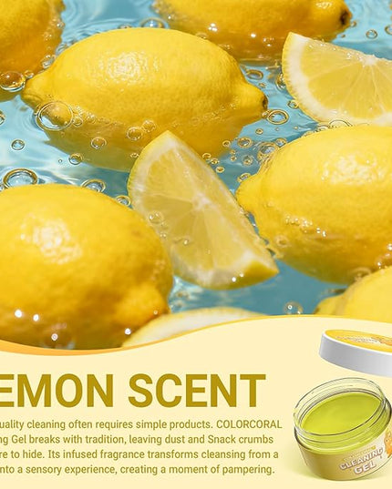 ColorCoral Car Cleaning Gel (Lemon Scent,Yellow),Reusable Dust Cleaning Gel for Car Interior Cleaning Kit, Auto Vent Cleaner，Keyboard Cleaner Gel for Cleaning Dust and Debris from Corners, Crevices