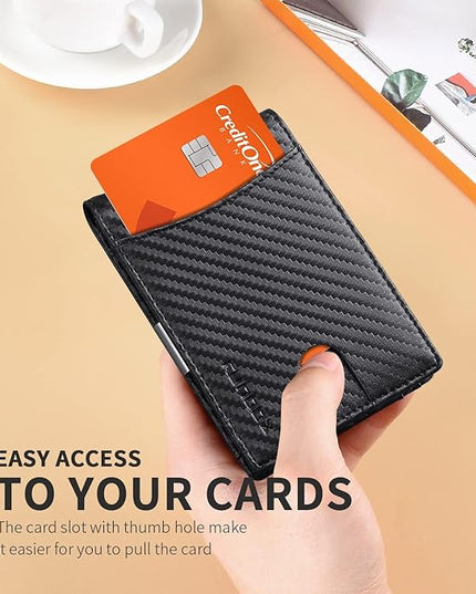 RUNBOX Slim Money Clip Wallets for Men RFID Blocking 11 Card Holder Minimalist Small Leather Bifold Men's Front Pocket Wallet Gift Box