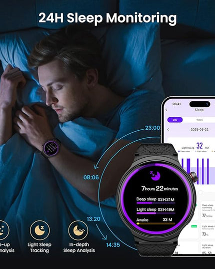 Smart Watches for Men, 1.85” Ultra Large Screen, 120 Days Battery Life, Smart Watch with Al Voice Assistant, Bluetooth Calling, Heart Rate & SpO2 Monitor, Fitness Tracker for Android iOS