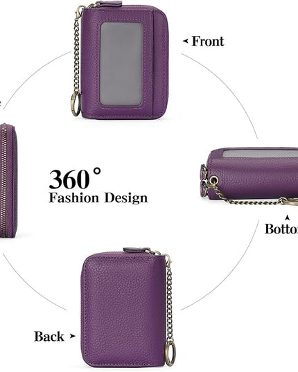 GOIACII Small Genuine Leather Wallet for Women, RFID Blocking Credit Card Holder Wallet