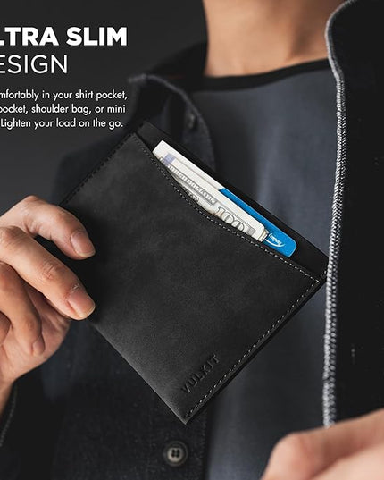 VULKIT Passport Cover Ultra Slim Design Leather Passport Sleeve RFID Blocking with 2 Card Slots, Anti-Theft Travel Essentials