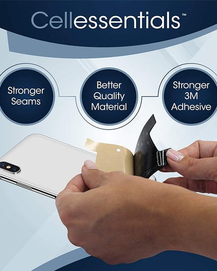 USA Merchant Redesigned Card Holder - Silicone Stick on Cell Phone Wallet with Pocket for Credit Card ID Business Card - iPhone Android & Smartphones (Black, White, Grey)