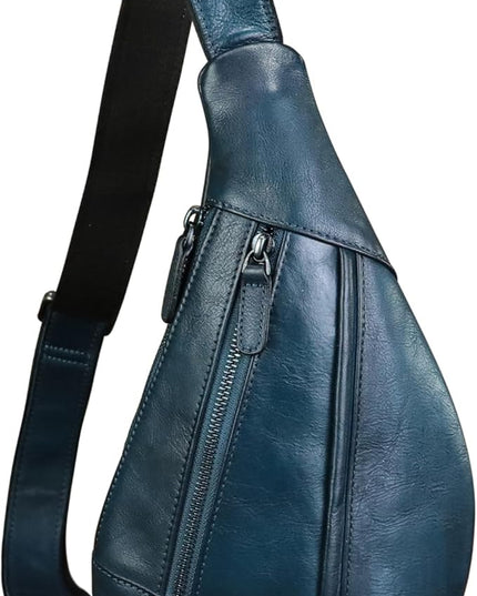 LRTO Genuine Leather Sling Bag for Men and Women Vintage Real Leather Crossbody Chest Bags Backpack Purse for Travel Hiking