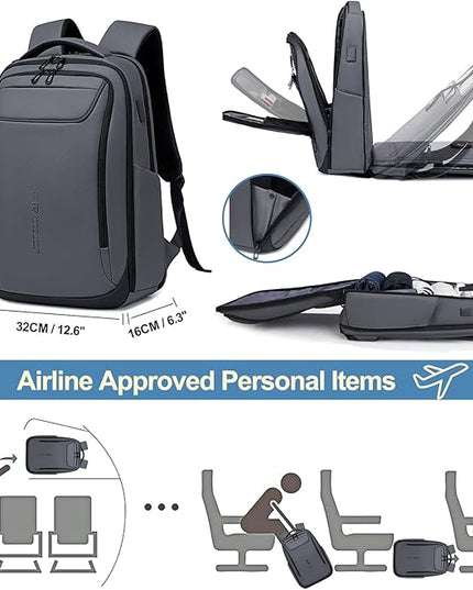 FENRUIEN Work Backpack for Men,Water Resistant Smart Backpack with USB Charging Port,Grey Laptop Bag 15.6 Inch
