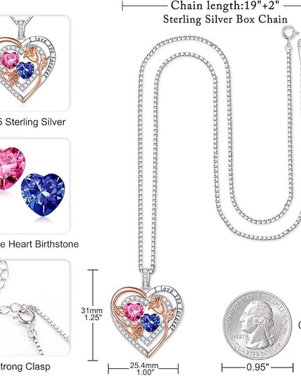 Iefil Christmas Gifts for Women - Sterling Silver Birthstone Necklace Anniversary Birthday Gifts for Her Wife Mom Daughter