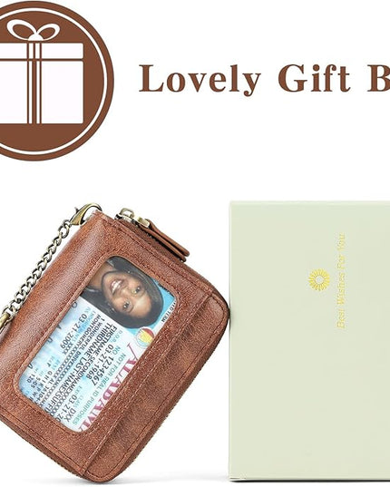 GOIACII Small Genuine Leather Wallet for Women, RFID Blocking Credit Card Holder Wallet