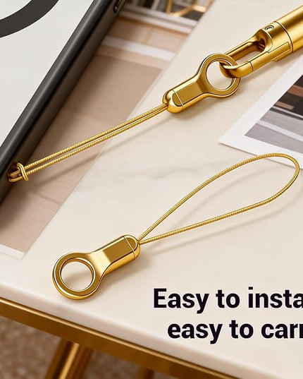Phone Tether Tab & Cell Phone Charms Split Ring Strap 360° Swivel Clip Ultra Thin Stainless Steel Universal Lanyard Patch Cords DIY String for All Phone Cases Hanging USB Drive Keychain Accessories