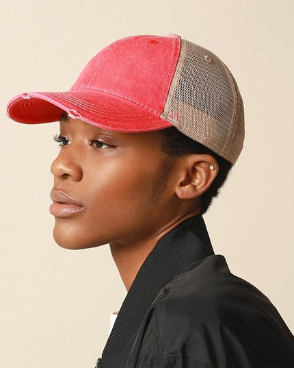 CHOK.LIDS Everyday Premium Washed Trucker Hat Unstructured Distressed Pigment Dyed Cap Adjustable Outdoor Headwear