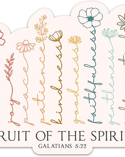 3PCs Fruit of The Spirit Sticker, Floral Bible Verse Quote Sticker, Christian Faith Vinyl Waterproof Stickers for Laptop Water Bottle Journal, Religious Scripture Decals Gifts for Prayers (3 Inches)