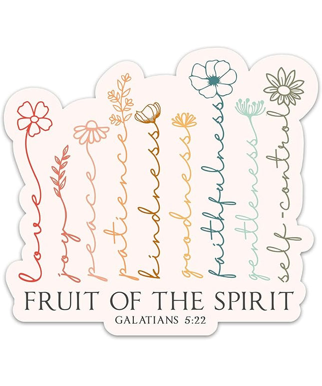 3PCs Fruit of The Spirit Sticker, Floral Bible Verse Quote Sticker, Christian Faith Vinyl Waterproof Stickers for Laptop Water Bottle Journal, Religious Scripture Decals Gifts for Prayers (3 Inches)