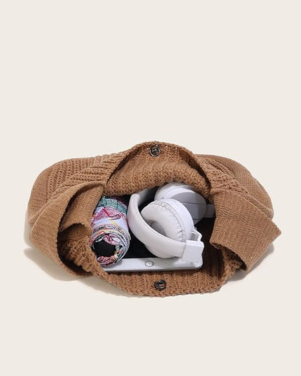 ENBEI Women's Crochet Tote Bag Knit Shoulder bag,Aesthetic Bag,Cute Eco-Friendly Tote for Travel,Daily Use,Gift Box Packaging