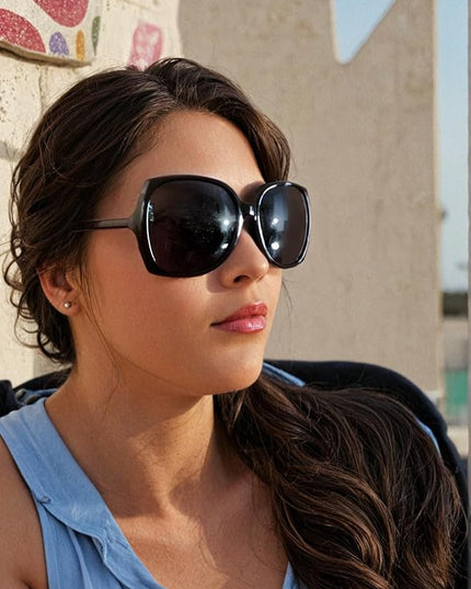 The Fresh Women's Oversized Square Jackie O Cat Eye Hybrid Butterfly Fashion Sunglasses - Exquisite Packaging