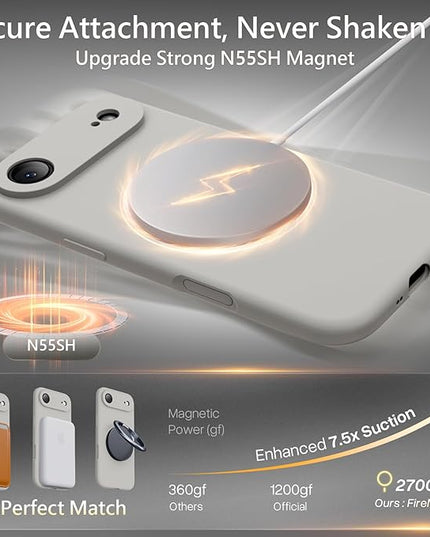 FireNova Magnetic for iPhone Air Case, Compatible with MagSafe, [Integrated Silicone Camera Control Button] [Camera Protection] Microfiber Lining Phone Case for iPhone 17 Air, 6.5", Natural Titanium
