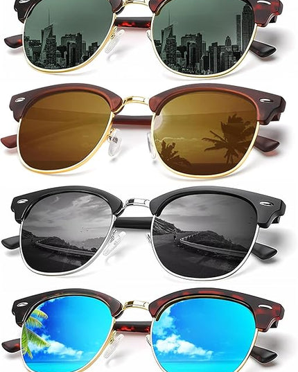 KALIYADI Sunglasses Men Polarized Sunglasses for Men Women Unisex Semi-Rimless Frame Retro Driving Sun Glasses UV Blocking