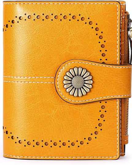 SENDEFN Small Womens Wallet Leather Bifold Card Holder RFID Blocking with Zipper Coin Pocket