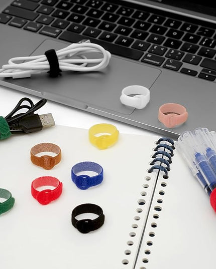150PCS Cable Ties，4+6+8+10 Inch Reusable Cable Management, Multi-Purpose Adjustable Cord Organizer，Fastening Microfiber Cloth Hook and Loop Cable Organizer Wire Straps，Assorted Colors