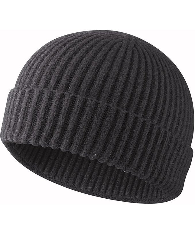 ROYBENS Swag Wool Knit Cuff Short Fisherman Beanie for Men Women, Winter Warm Hats