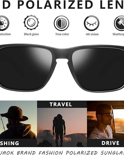 KUGUAOK Polarized Square Sunglasses For Men and Women Matte Finish Sun Glasses UV Protection Glasses