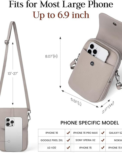 befen Genuine Leather Small Crossbody Bags for Women, Multi Pocket Cell Phone Crossbody Purse with RFID Blocking Card Slots