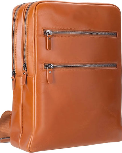 Osceola Genuine Leather Laptop Backpack for Men & Women, Handmade Leather Backpack Fits 16 Inch Laptop (Tan)