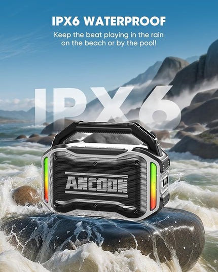 Speakers Bluetooth Wireless: 80W(Peak) Loud Speaker with Bass, 20H Playtime, IPX6 Waterproof, Large Jobsite Speakers for Work, Outdoor, Workshop, Garage, Portable Speaker with TWS (White)
