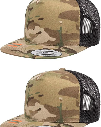 Yupoong 5-Panel YP Classic Trucker Cap | High Profile Flat Visor Snapback | OSFM | Bulk Packs Available