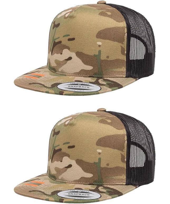 Yupoong 5-Panel YP Classic Trucker Cap | High Profile Flat Visor Snapback | OSFM | Bulk Packs Available