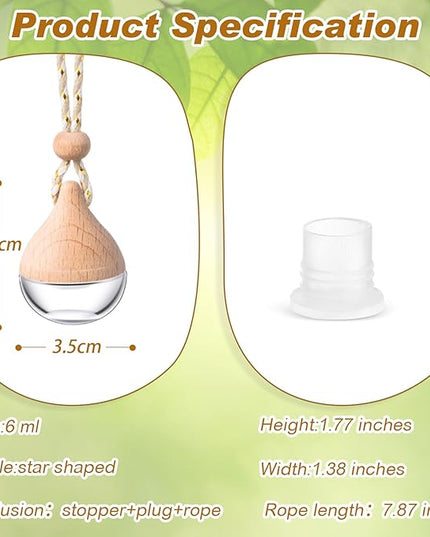 BBTO 50 Pcs Hanging Car Air Freshener Car Diffuser Bottles Empty Glass Perfume Bottle Freshener Diffuser Bottle Pendant for Essential Oil Fragrance Aromatherapy Bottle Ornament(Water Drop)