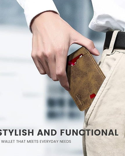 Zitahli Mens-Wallet-Slim-Leather-RFID Blocking Wallet for Men Minimalist Bifold Credit Card Holder with Gift Box