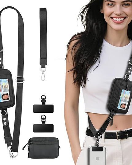 TiMOVO Clip and Go Phone Strap Crossbody with Detachable Wallet, RFID Blocking, Adjustable Anti-Theft Phone Lanyard