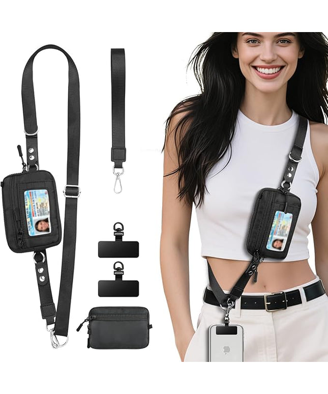 TiMOVO Clip and Go Phone Strap Crossbody with Detachable Wallet, RFID Blocking, Adjustable Anti-Theft Phone Lanyard