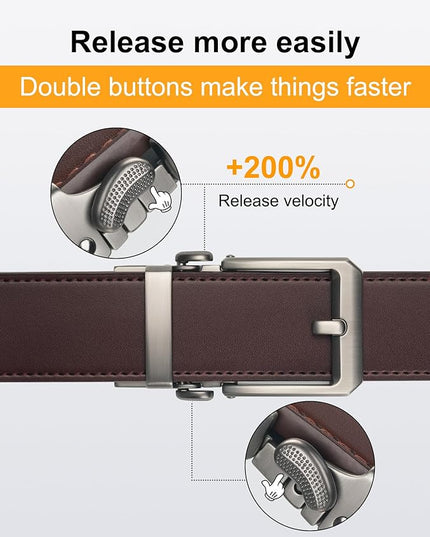 JUKMO 1.5" (38mm) Leather Ratchet Belt for Men in Gift Box