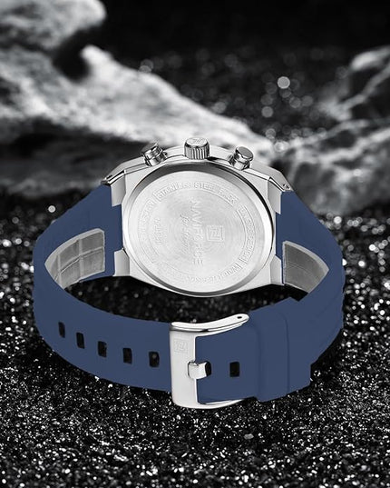 NAVIFORCE Watches for Men Multifunctional Chronograph Analog Quartz Waterproof Wirstwatch Silicone Strap Man Gifts