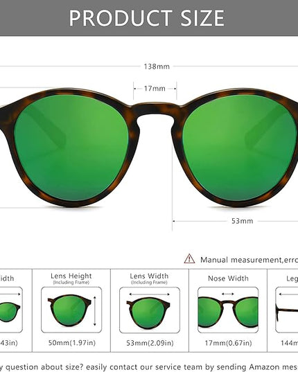 SUNGAIT Classic Vintage Round Polarized Sunglasses for Women Men Retro Style UV400