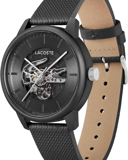 Lacoste.12.12 Men's Automatic Watch - Sporty Leather Strap - Water Resistant up to 5ATM/50 Meters - Self-Winding - Premium Fashion Timepiece - Gift for Him - 44mm