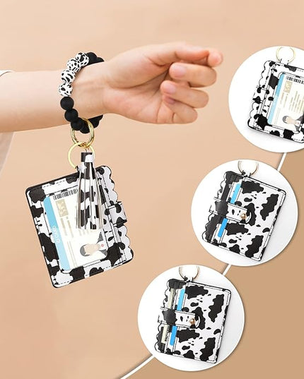 Wristlet Keychain for Women Silicone Key Ring Bracelet Wristlet Wallet Bracelet Keychain Card Holder Keyring